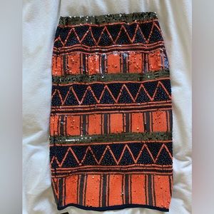 Endless rose bead and sequin pencil skirt